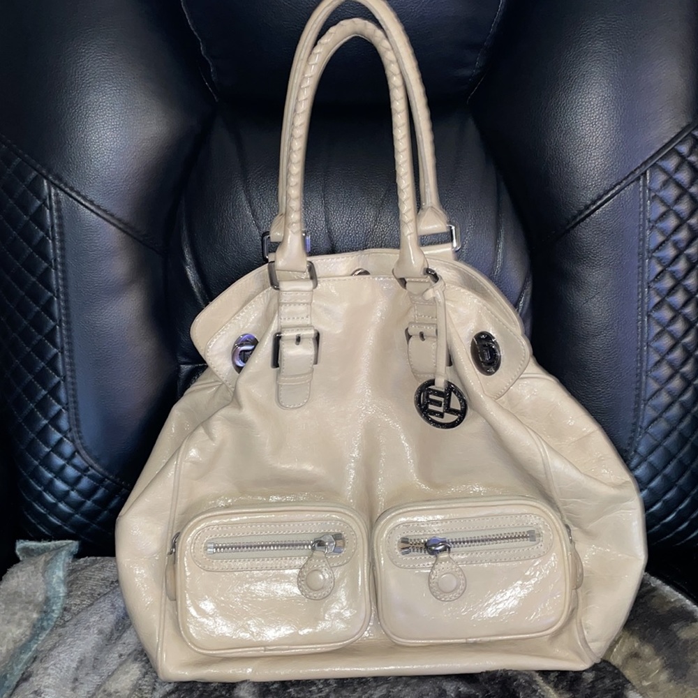 Elliott Lucca Leather Cream Hobo Bag